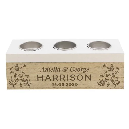 Personalised Floral Triple Tea Light Box - Image 2