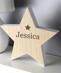 Personalised Any Name Rustic Wooden Star Decoration