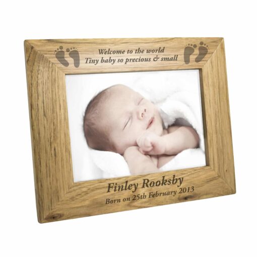 Personalised Baby Feet 7x5 Landscape Wooden Photo Frame - Image 2