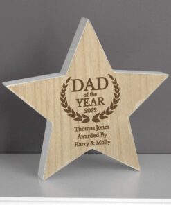 Dad of the Year Rustic Wooden Star Decoration