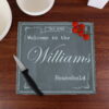 Personalised Family Chalk Glass Chopping Board / Workshop Saver