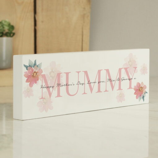 Personalised Floral Sentimental Wooden Block Sign