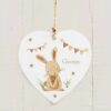 Personalised Hessian Rabbit Wooden Heart Decoration