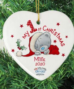 Personalised Me to You My 1st Christmas Ceramic Heart Decoration