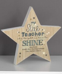 My Star Teacher Rustic Wooden Star Decoration
