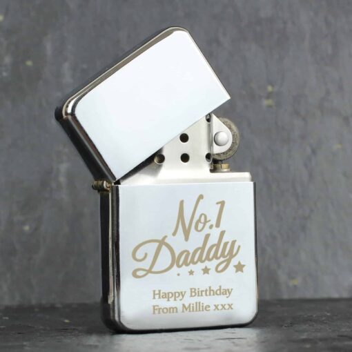 Personalised No.1 Daddy Silver Lighter - Image 3