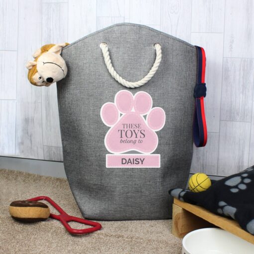 Personalised Pink Paw Print Storage Bag - Image 6